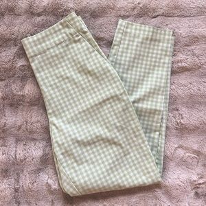 Green and white checkered pants